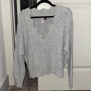 Gray Scalloped Sweater